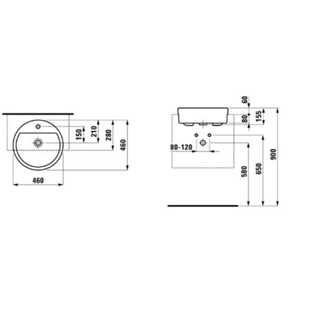 Laufen Living City Раковина 46х46х14 см, 1 отв., цвет: белый