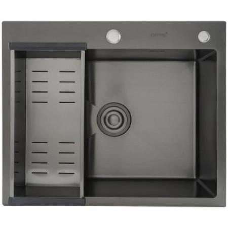 Кухонная мойка Gappo GS6050-6 600x500x215mm 0.8мм с коландером Черный