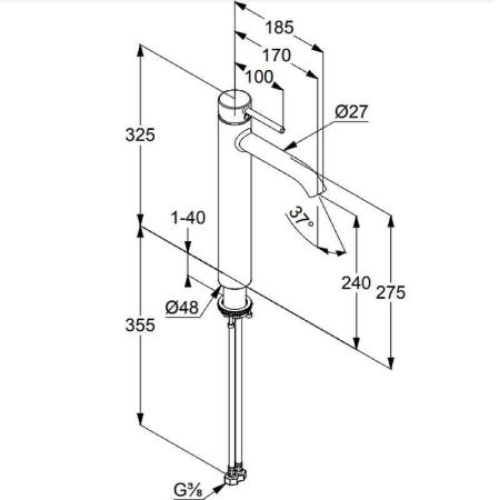 Смеситель KLUDI BOZZ 382860576 для раковины  высокий 240 хром