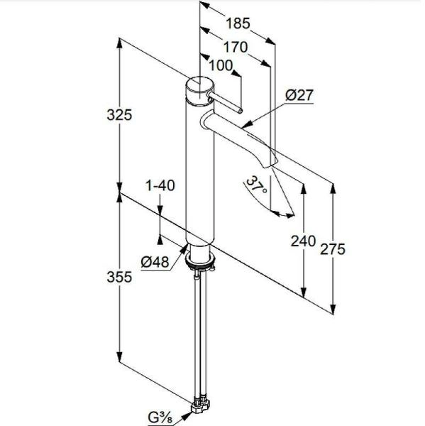 Смеситель KLUDI BOZZ 382860576 для раковины  высокий 240 хром