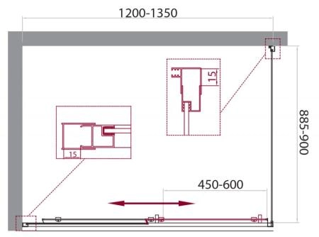 Душевой уголок BelBagno UNIQUE 110-125x100 прозрачное стекло 5 мм профиль хром UNIQUE-AH-1-110/125-100-C-Cr