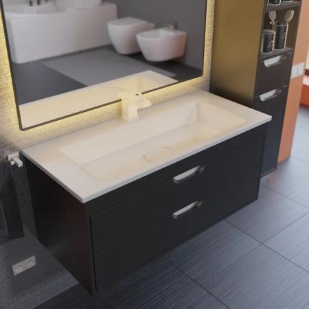 Тумба под раковину для ванной Uperwood Modul 100 см, подвесная, матовая, черная