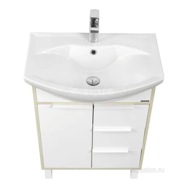 Тумба под раковину Aquaton Рико 1A213301RIB90 65 с ящиком,белый,ясень фабрик