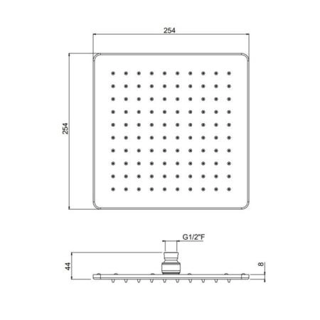 Carimali OttoMillimetri Верхний душ 25х25см., потолочный, инспектируемый, цвет: хром