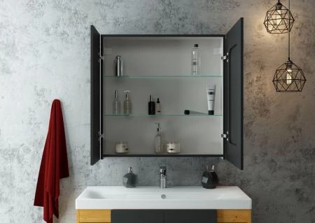 Зеркало-шкаф Континент Mirror Box black Led 800х800