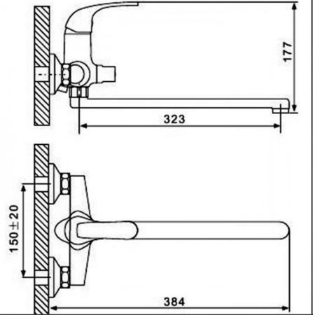 Смеситель Gappo G2235 для ванны длинный излив хром