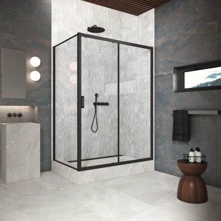 Душевой уголок Vegas-glass ZP+ZPV Protec 170*90 02М 01, профиль черный матовый, стекло прозрачное