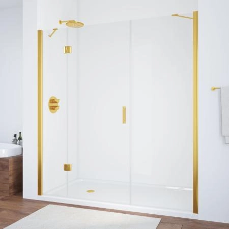 Душевая дверь Vegas-glass AFP-F TUR NOVO h1890 180 09 01 L, профиль золото глянцевое, стекло прозрачное