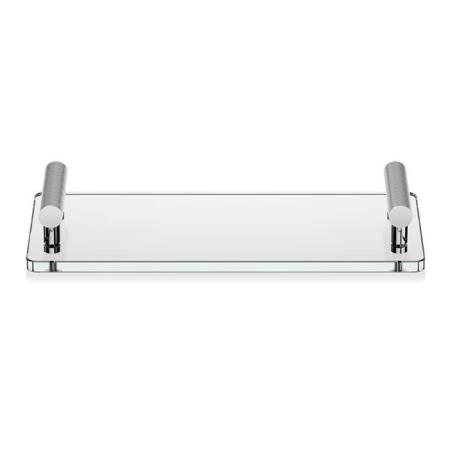 Decor Walther Club Tab Поднос с ручками, стеклянный, настольный, цвет: хром / прозрачное стекло