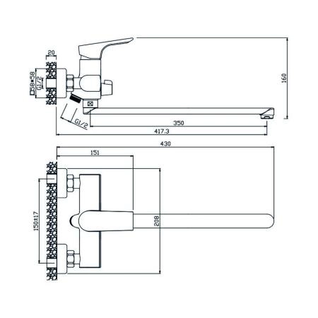 Смеситель OLIVES Porto 11221PR для ванны,хром