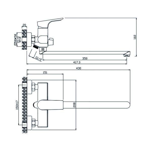Смеситель OLIVES Porto 11221PR для ванны,хром