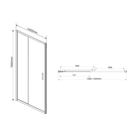 Душевая дверь Vincea Garda VDS-1G140CH, 1400, хром, стекло шиншилла