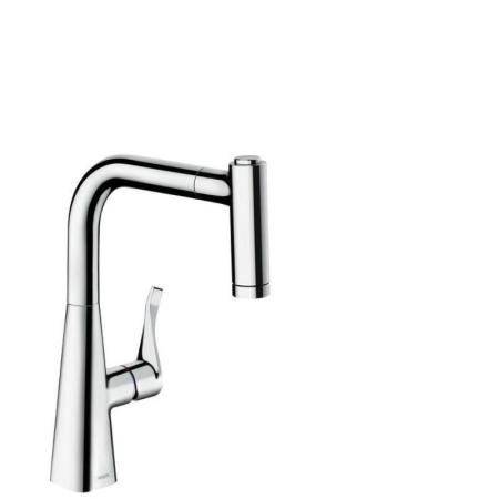 Смеситель Hansgrohe 14834000 Metris для кухни 221 мм, 2 режима, выдвижной излив, MagFit хром