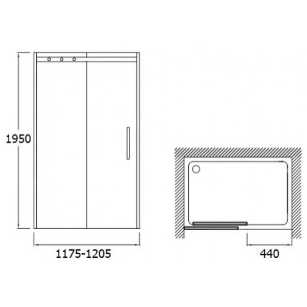 Душевая дверь Jacob Delafon CONTRA E22C120-GA 120x195 см