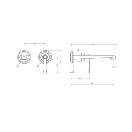 Gessi Venti20 Смеситель для раковины, встраиваемый, излив 20.1см., цвет: Copper Brushed PVD