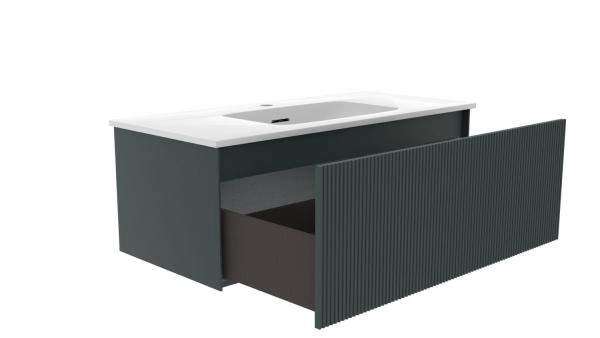 Тумба под раковину LA FENICE TERRA Grigio серый 100 FNC-01-TER-G-100 серый матовый зелёный матовый