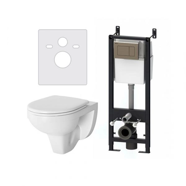 Комплект: Инсталляция с подвесным унитазом, с сиденьем микролифт и клавишей Damixa Jupiter DX77.IS10151.1738 белый, глянцевый хром