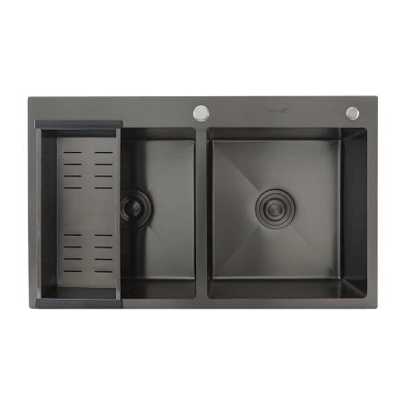 Кухонная мойка GAPPO GS8350-6 с коландером, графит