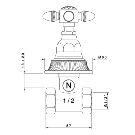 Nicolazzi Impero Вентиль запорный 1/2”, цвет: хром