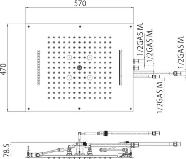 Верхний душ Bossini Dream H38926.030 570x470 мм, 2 режима, хром