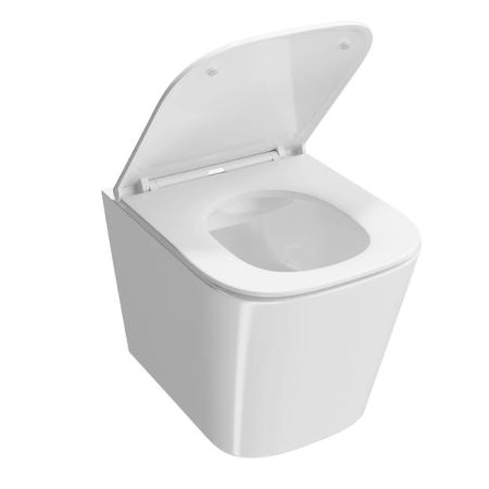 Унитаз Kerama Marazzi CUBO КУБО CU.wc.02 подвесной безободковый с крепежом и сиденьем, белый глянцевый
