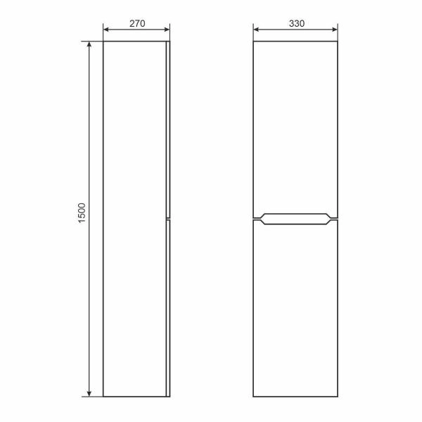 Шкаф-пенал для ванной Uperwood Tanos 33*27*150 см, подвесной, белый/графит, универсальный