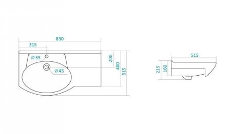 Тумба Style Line Жасмин 82 (3 ящ.) с корзиной, Коралл 82, правая