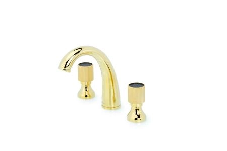 Смеситель для раковины на 3 отверстия Boheme ROYAL CRYSTAL BLACK, золото_Комплект 297-Royal/CRST-black