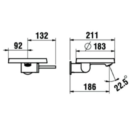 Laufen Kartell Смеситель для раковины настенный, на 1 отв, излив 186мм, цвет: хром
