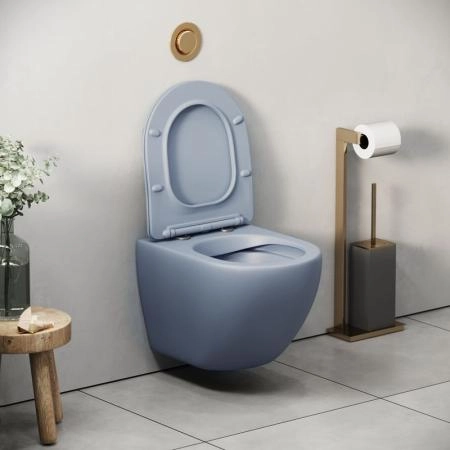 Унитаз Grossman GR-4455BSMS-21 Color (485*365*360) ГОЛУБОЙ МАТОВЫЙ подвесной Безободковый с тонкой крышкой