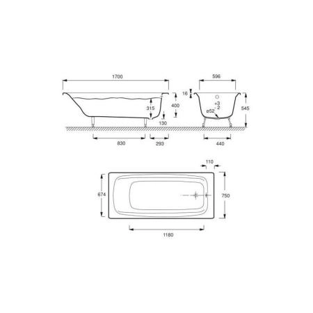 Ванна Jacob Delafon DIAPASON E2937-00 170x75 см