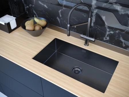 Кухонная мойка Paulmark KOHER PM807444-GM вороненая сталь 740х440мм нерж. Сталь