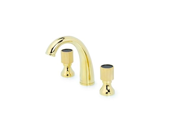 Смеситель для раковины на 3 отверстия Boheme ROYAL CRYSTAL BLACK, золото_Комплект 297-Royal/CRST-black