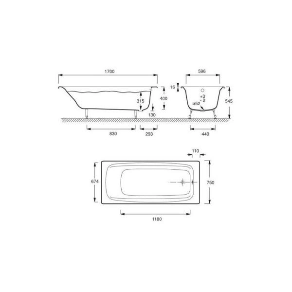 Ванна Jacob Delafon DIAPASON E2937-00 170x75 см