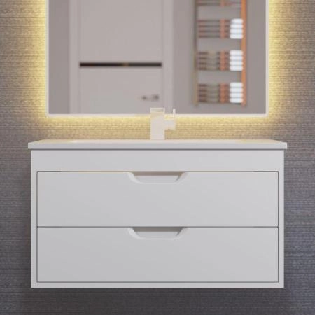 Тумба под раковину для ванной Uperwood Modul 80 см, подвесная, глянцевая, белая