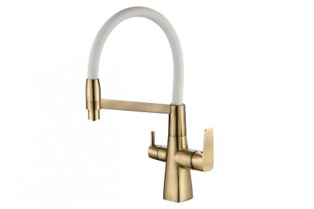 Смеситель для кухни ZORG Steel Hammer (SH 818-8 BRONZE) бронза | белый