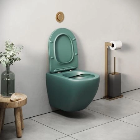 Унитаз Grossman GR-4455OLMS Color (485*360*375) ЗЕЛЕНЫЙ МАТОВЫЙ подвесной Безободковый с тонкой крышкой