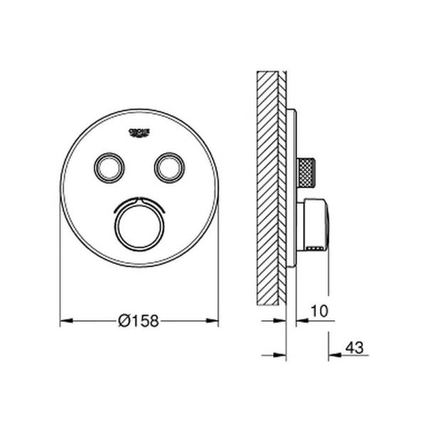 Смеситель Grohe Grohtherm Smart Control 29145000 для 2х потребителей (внешняя монт. часть)