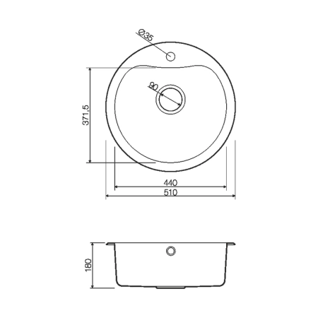 Кухонная мойка Omoikiri Saroma 51-1-IN 4993007, 510х510, нержавеющая сталь