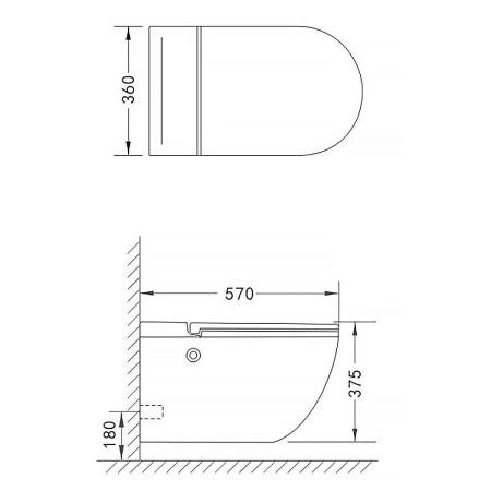 Унитаз импульсный Azario AZ-102C подвесной 360х570х375, полукруглый, быстросъемное сиденье микролифт, монтажная рама в комплекте