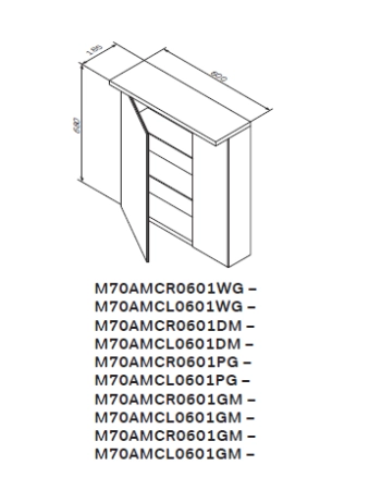 Зеркальный шкаф Am.Pm Spirit 2.0 M70AMCL0601WG 60 см с LED-подсветкой,цвет белый глянец,левый