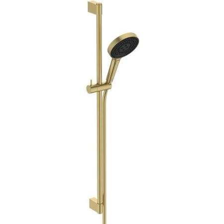 Ideal Standard Solos Душевой гарнитур со штангой 90cм., Металлическая штанга и держатель ручного, 3-функциональный (Rain, Silkrain, Active) ручной душ, шланг 175см., цвет: PVD Brushed Gold