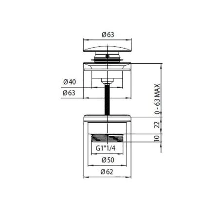 Донный клапан Bossini Z000301.030 Click-Claсk, с переливом, хром
