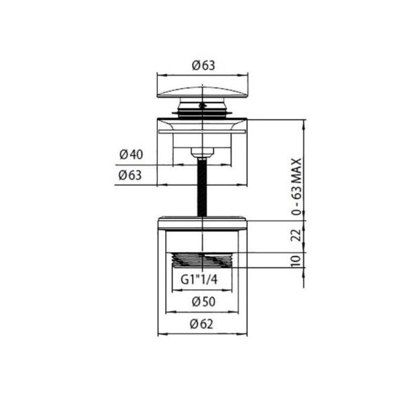 Донный клапан Bossini Z000301.030 Click-Claсk, с переливом, хром