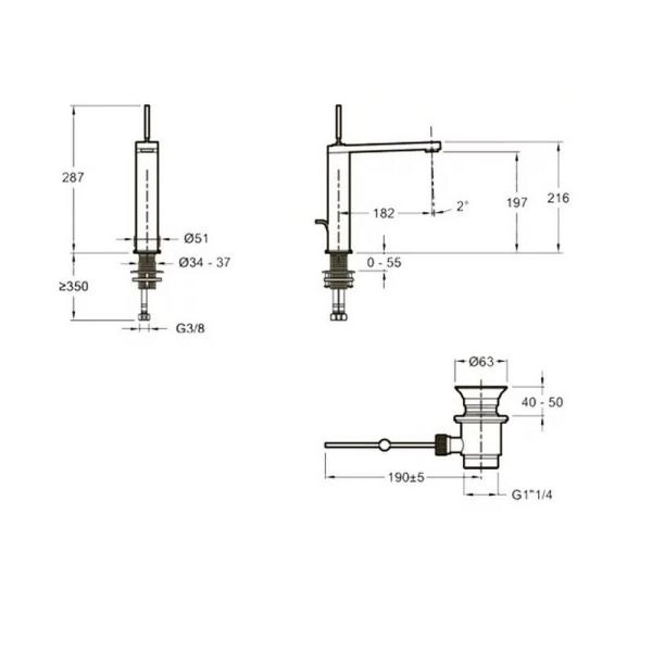 Смеситель Jacob Delafon COMPOSED E73053-TT для раковины титан с донным клапаном