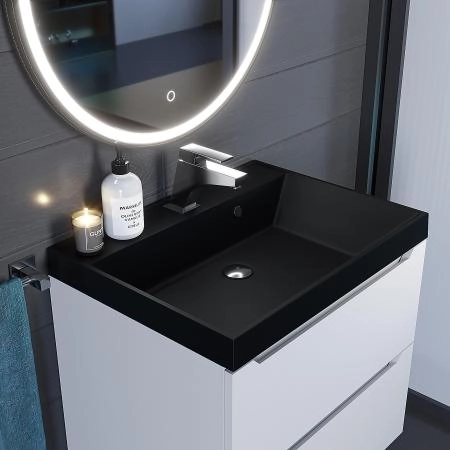 Раковина кварцевая Uperwood Classic Quartz 60 см, черная матовая, космос