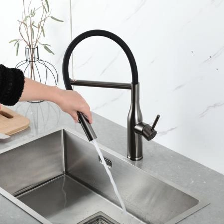 Смеситель GAPPO G4098-29 для кухни с гибким изливом, оружейная сталь