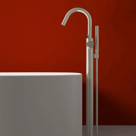 Ideal Standard Joy Смеситель для ванны, напольный, с ручным душем, цвет: PVD Silver Storm (Серебряный Шторм)