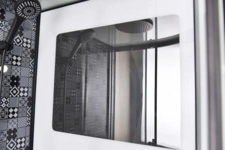 Душевая кабина Esbano 80x80 черный профиль полукруг стекло прозрачное ESKBB80CR