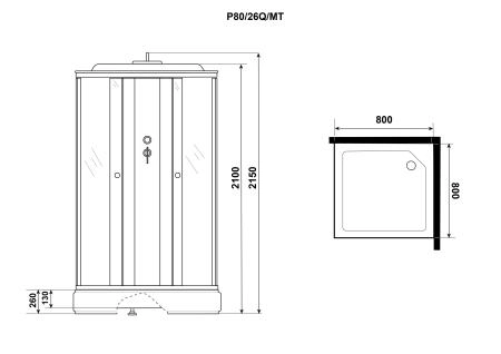 Душевая кабина Niagara Promo P80/26Q/MT (800х800х2150)